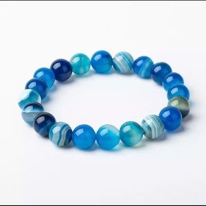 Blue glass bead bracelet